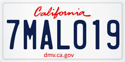 CA license plate 7MAL019