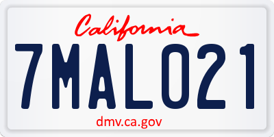 CA license plate 7MAL021