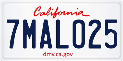 CA license plate 7MAL025