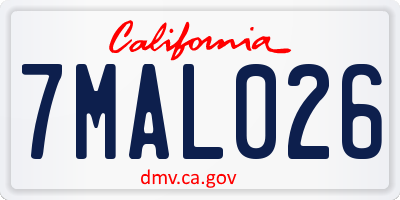 CA license plate 7MAL026