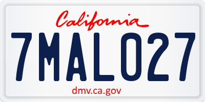 CA license plate 7MAL027