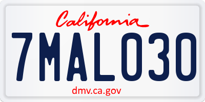 CA license plate 7MAL030