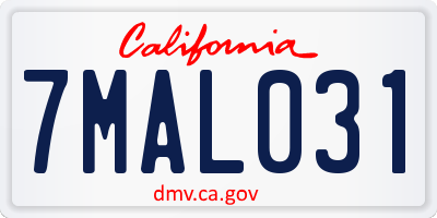 CA license plate 7MAL031