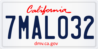 CA license plate 7MAL032