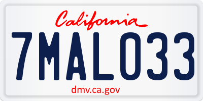 CA license plate 7MAL033