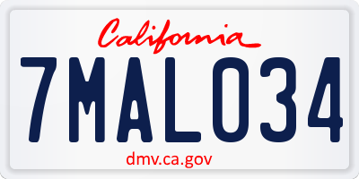 CA license plate 7MAL034