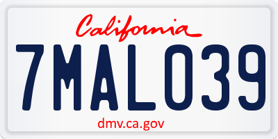 CA license plate 7MAL039
