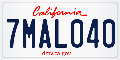 CA license plate 7MAL040