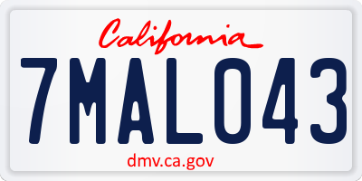 CA license plate 7MAL043