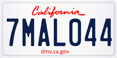 CA license plate 7MAL044