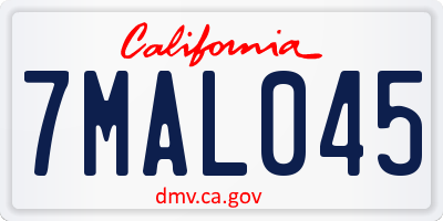 CA license plate 7MAL045