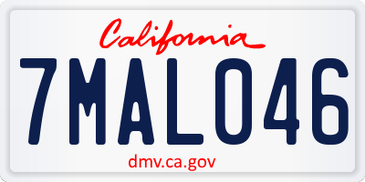 CA license plate 7MAL046