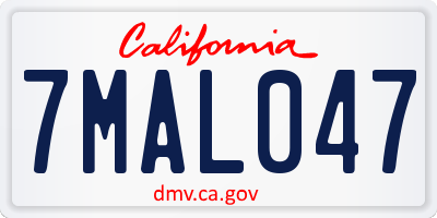 CA license plate 7MAL047