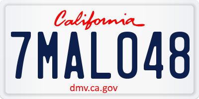 CA license plate 7MAL048