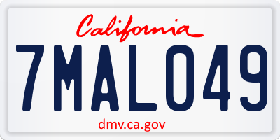 CA license plate 7MAL049
