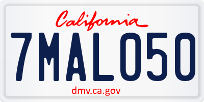 CA license plate 7MAL050