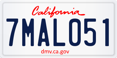 CA license plate 7MAL051