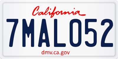 CA license plate 7MAL052