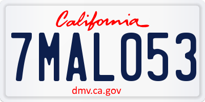 CA license plate 7MAL053