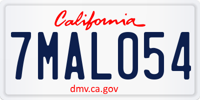 CA license plate 7MAL054
