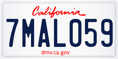 CA license plate 7MAL059