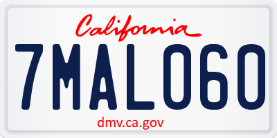 CA license plate 7MAL060