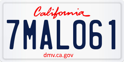 CA license plate 7MAL061