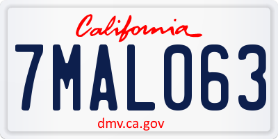 CA license plate 7MAL063
