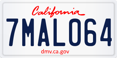 CA license plate 7MAL064