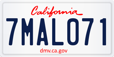 CA license plate 7MAL071