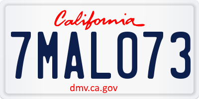 CA license plate 7MAL073