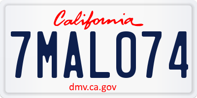 CA license plate 7MAL074