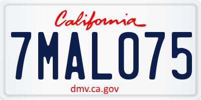 CA license plate 7MAL075