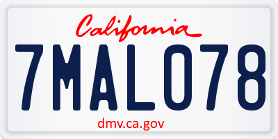 CA license plate 7MAL078