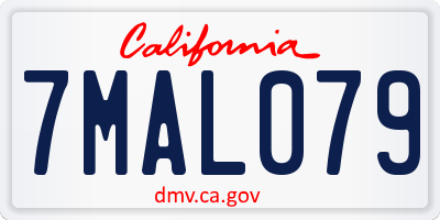 CA license plate 7MAL079