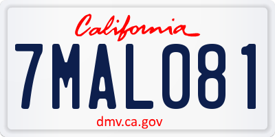 CA license plate 7MAL081