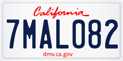 CA license plate 7MAL082