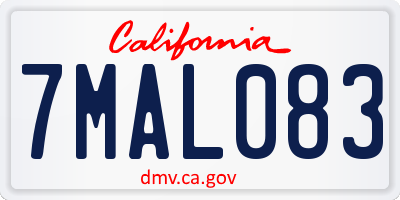 CA license plate 7MAL083