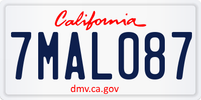 CA license plate 7MAL087