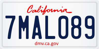 CA license plate 7MAL089