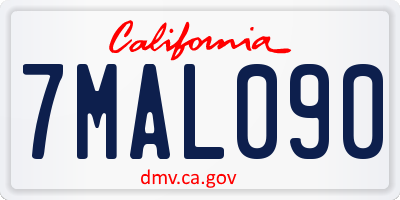 CA license plate 7MAL090