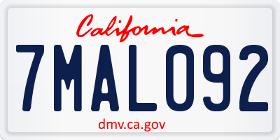CA license plate 7MAL092