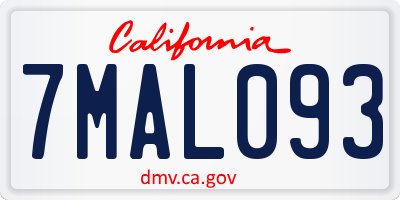 CA license plate 7MAL093