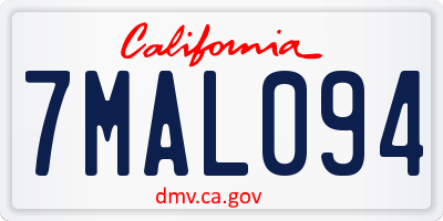 CA license plate 7MAL094