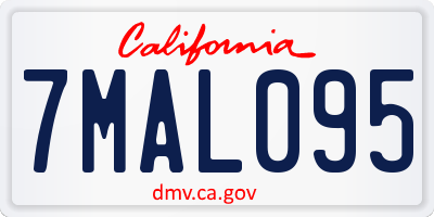 CA license plate 7MAL095
