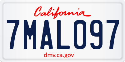 CA license plate 7MAL097