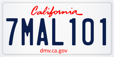 CA license plate 7MAL101