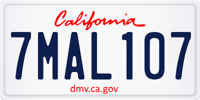 CA license plate 7MAL107