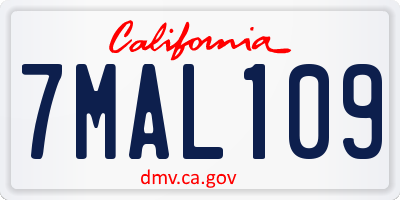 CA license plate 7MAL109