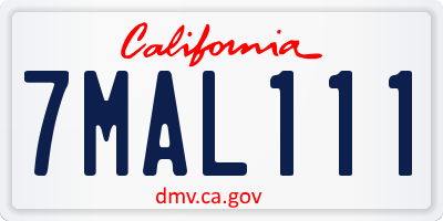 CA license plate 7MAL111